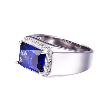 Luxusné 7ct Blue Sapphire Krúžok Pevné 925 Sterling Silver Šperky Emerald Dizajn Rozprávkové Čaro bague anel masculino 7369