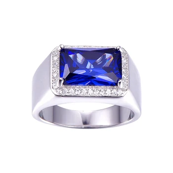 Luxusné 7ct Blue Sapphire Krúžok Pevné 925 Sterling Silver Šperky Emerald Dizajn Rozprávkové Čaro bague anel masculino