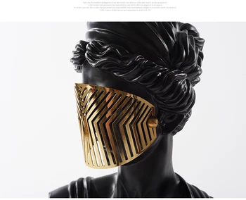 Luxusné Apollo S Gold Metal Maska Socha Európskej Ozdoby Charakter Socha Umenie Domova Príslušenstvo Mramoru Remeslá
