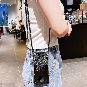 Luxusné Bling Lesk ozdobná šnúrka na uniforme Silikónové Telefón puzdro Na Huawei Mate 30 20 10 9 P30 P40 P20 Lite Pro, Ultra-tenké Náhrdelník Popruh Kryt
