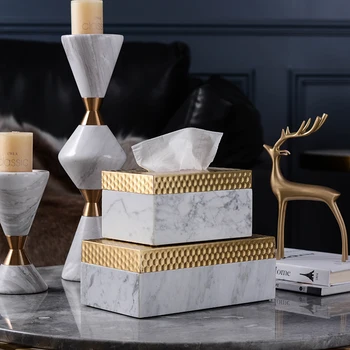 Luxusné Jazz Bieleho Mramoru Papierové Krabice Nordic Honeycomb Mosadz Tkaniva Okno Obývacej Izby Mordern Domáce Dekorácie Ornament Príslušenstvo