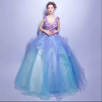 Luxusné Modrá Fialová plesové Šaty, Vlastné Svadobné Výšivky tvaru Svadobný Večierok Šaty Narodeniny Darček Pre Dámu, Plus Veľkosť 5XL