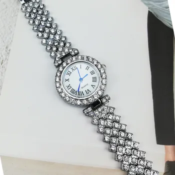 Luxusné Módne Quartz Hodinky Ženy Náramok Dámske Hodinky z Nerezovej Ocele, Remienok Drahokamu Quartz Náramkové Hodinky hodinky pre ženy 34742