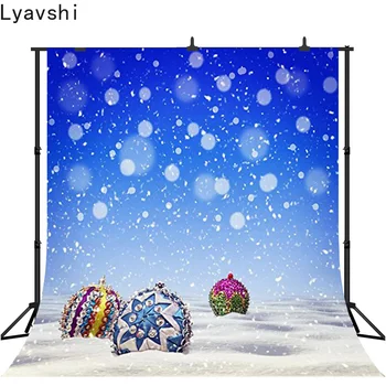 Lyavshi fotografie pozadie modré snowflake bokeh halo dot zimné, Vianočné pozadia originálny design vinyl tkaniny tkaniny