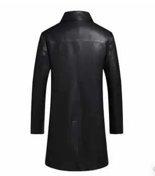 M-3XL 2017 Nové pánske oblečenie plus velvet módne Kože výkopu bunda zimná plus veľkosť slim stredne dlhé PU kožené outerwea