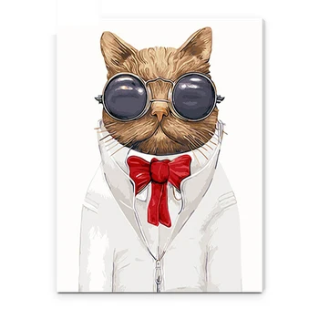 MaHuaf-X155 Zarámované humor mačka DIY Maľovanie Podľa Čísel Súpravy Olej Kreslenie, Maľovanie Podľa Čísel Na Plátne Pre Wall Art Obrázok