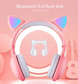 Mačka Ucho LED Svetlo Bluetooth 5.0 Bezdrôtové Slúchadlá Potlačením Hluku Headset Dospelých Dieťa Pre Xiao Mobilný Telefón iPhone