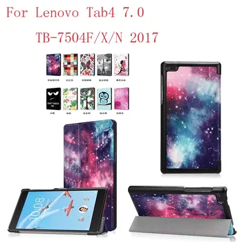 Maľovanie Kožené puzdro smart stand folio magnet prípade Lenovo Tab4 7.0 TB-7504F/X/N 2017 tablet prípade kryt 10pcs/veľa