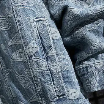 Mcikkny Muži Móda Tlačené Džínsové Bundy Hip Hop Umyté Outwear Kabáty Pre Mužov vrchné Oblečenie Veľkosti S-3XL