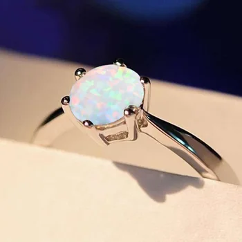Milangirl Nové Farebné Kolo White/Blue Fire Opal Prstene Pre Ženy, Svadby, Módne Šperky Birthstone Krúžok