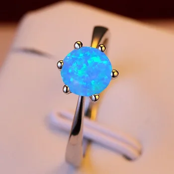 Milangirl Nové Farebné Kolo White/Blue Fire Opal Prstene Pre Ženy, Svadby, Módne Šperky Birthstone Krúžok