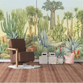 Milofi vlastná veľkosť 3D tlač tapety nástenná maľba Európskej retro pastoračnej rastlín kaktus obývacia izba TV pozadí na stenu