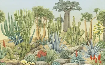 Milofi vlastná veľkosť 3D tlač tapety nástenná maľba Európskej retro pastoračnej rastlín kaktus obývacia izba TV pozadí na stenu