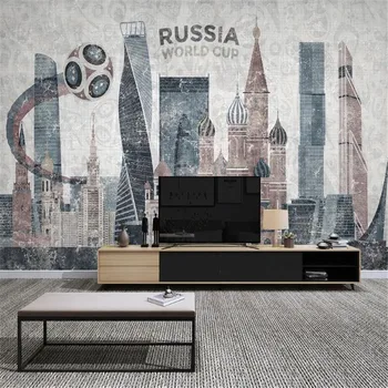 Milofi vlastnú tapetu nástenná maľba 3D Svetový Pohár moderný minimalistický mestskej architektúry TV tapetu pozadia nástenná maľba
