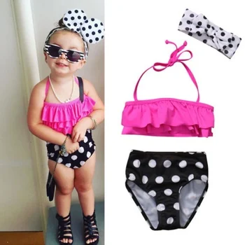 Milé Dievčatá Dvoch-dielny Bodky Plavky Deti Baby Girl Bikini Vyhovovali Plavky na Kúpanie, Plávanie Plavec Kostým Oblečenie