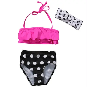 Milé Dievčatá Dvoch-dielny Bodky Plavky Deti Baby Girl Bikini Vyhovovali Plavky na Kúpanie, Plávanie Plavec Kostým Oblečenie
