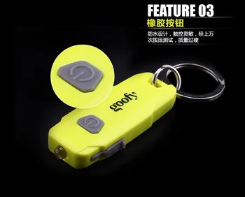 Mini baterka USB nabíjateľné keychain ľahké prenosné LED malá baterka