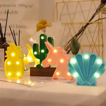 Mini LED Nočné Svetlo Stolové Lampy, Osvetlenie Interiéru Pre Strany Miestnosti na batériový Flamingo Kaktus Anjel Snowflake Jednorožec ako Dary 86079