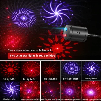Mini RGB LED Laserový Projektor Auto Strechy Star Light Interiérové LED Hviezdna Laser Atmosféru Projektor Domov Vianoce Dekor Nočné Osvetlenie