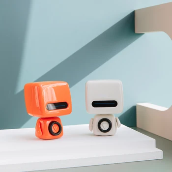 Mini Robot Bezdrôtový Bluetooth Headset Prenosný Reproduktor 5.0 Vysokú Kvalitu Cestovania S Audio A Video Basy Stĺpec Reproduktor Orange