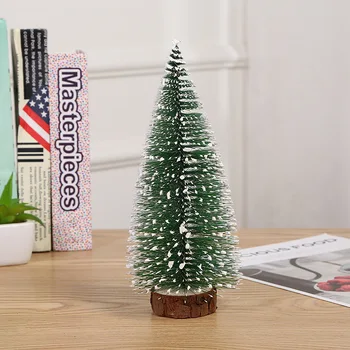 Mini Vianočný Stromček Malý Borovice s Dreveným podkladom pre Xmas Dovolenku Stranou Domov Stola Strom Decor DAG-lode