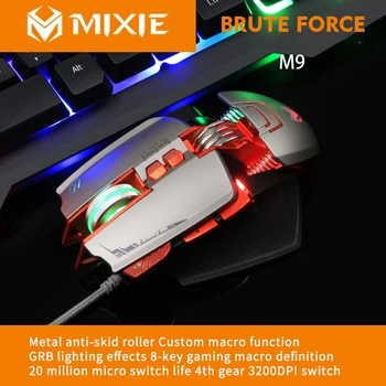 MIXIE Wired Mouse Mechanické Definovať Hra USB Káblové 3200DPI Nastaviteľné Hernej Myši Myši pre PC Myši