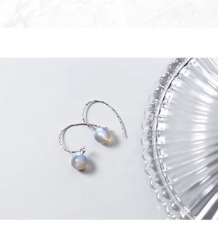 MloveAcc Skutočné 925 Sterling Silver Šperky Kolo Prírodné MoonStone Drop Náušnice pre Ženy
