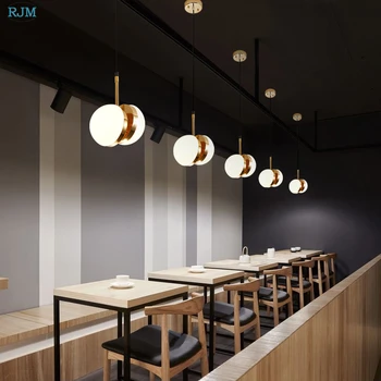 Moderné, Jednoduché, Kreatívne Železa Prívesok Svetlá Osobnosti Sklenené Tienidlo Prívesok Lampy Bar, Reštaurácia, Obývacia Izba, Spálňa LED Lampa