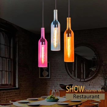 Moderné tvorivé single-hlava žiarovka E27 farba led fľaša vína deco visí svetlá pre obývacia izba jedáleň, reštaurácia, kaviareň, bar 6155