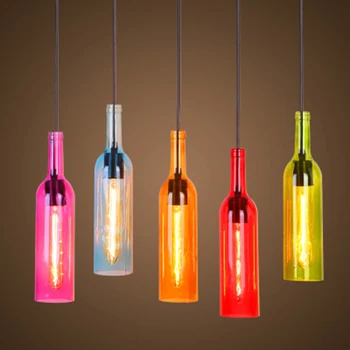 Moderné tvorivé single-hlava žiarovka E27 farba led fľaša vína deco visí svetlá pre obývacia izba jedáleň, reštaurácia, kaviareň, bar