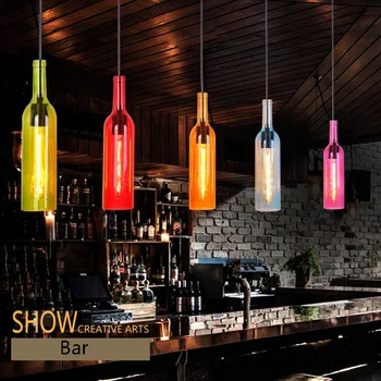 Moderné tvorivé single-hlava žiarovka E27 farba led fľaša vína deco visí svetlá pre obývacia izba jedáleň, reštaurácia, kaviareň, bar