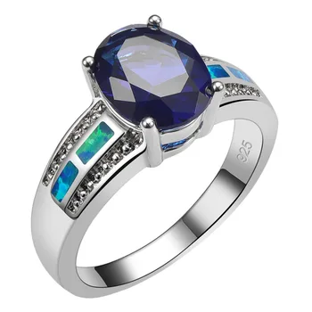 Modré Crystal Zirkón S Blue Fire Opal 925 Sterling Silver Ring Krásne Šperky Veľkosti 6 7 8 9 10 R1457 6502