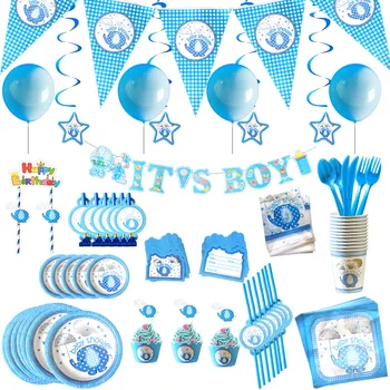 Modrý Slon Dáždnik Party Dekorácie Riad Papier Pohár Doska Baby Sprcha Balón Rodovej Odhaliť Deti Narodeninovej Party Dodávky