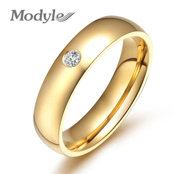 Modyle Módne Svadobné Prstene pre Ženy z Nehrdzavejúcej Ocele, Prstene s CZ Kameň Vysokej Kvality, 3 Farby Krúžok Šperky