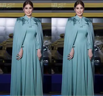 Moslimské Večerné Šaty 2020 Šifón Výšivky Islamskej Dubaj Saudskej Arabčina Dlhé Elegantné Večerné Šaty Odnímateľnou Šatkou Formálne Šaty