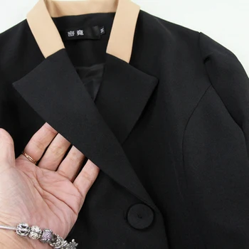 Móda blejzre ženy / jar leto nové kvalitné Dlhý rukáv bežné dvojradu black šitie sako ženy blejzre ženy