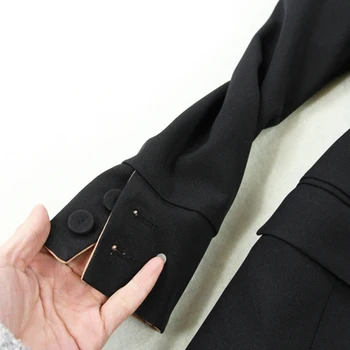 Móda blejzre ženy / jar leto nové kvalitné Dlhý rukáv bežné dvojradu black šitie sako ženy blejzre ženy