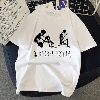 Móda Grafické T-shirt Ženy'sCasual Letné T-shirt a Začiatok 90-tych Tlač Harajuku Tanec Lebky Kawaii T-shirt
