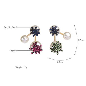 Móda Ženy Šperky Nádherné Multicolor Crystal Simulované Pearl Rozoberateľných Stud Náušnice Pre Dievčatá Darčeky Stud Náušnice