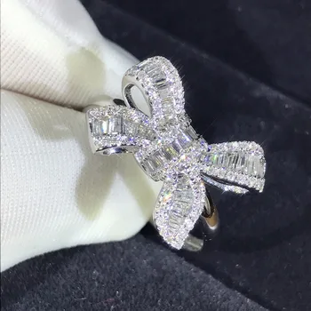 Móda žien Farba bowknot krúžok Nádherné zirkón prstene pre ženy šperky, svadobné bowknot krúžok darček módne šperky 2020 Nové