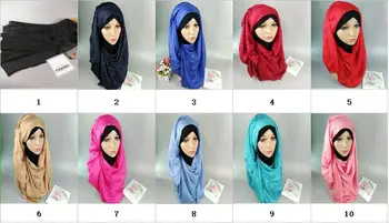 N3 kvalitný hodváb leskom obyčajný ženy hidžáb zábal šály, šátek šatky heandband 10pcs 1lot