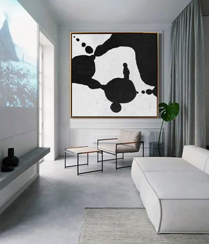Nadrozmerné Abstraktnej Maľbe na Plátno Abstraktné Umenie Plátno na Maľovanie Minimalistické Umenie Čierna Biela Maľba Veľké Wall Art Izba Dekor