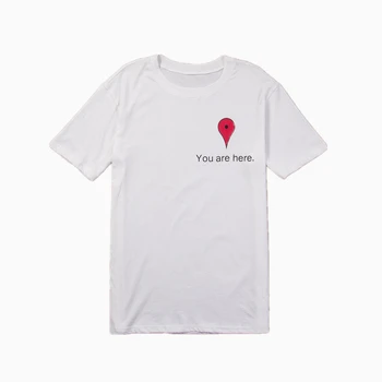 Najnovšie 2017 Módne Google Mape Navrhnúť T-Shirt Zábavné Ste tu T Shirt Mens Príležitostných Osobné Tee Topy Značku Oblečenia
