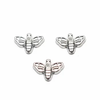 Najnovšie 20pcs/veľa Smalt Bee Pokovovanie Silver Zvierat Plávajúce zobrazili kľúčové tlačidlá Pre život Sklo Plávajúce Lockets Náhrdelník DIY Šperky