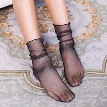 Najnovšie Ženy Prehrabať Sieťovina Členok Transparentné Ponožky Lady Lete Sexy Polka Dot Oka Čipky Ryby Čisté Krátke Ponožky, Sieťované Pančuchy