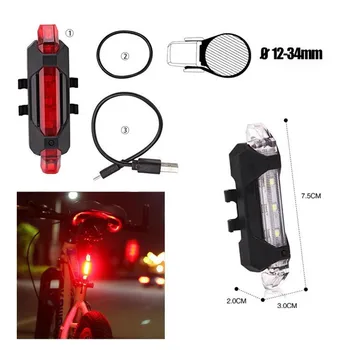 Nepremokavé 5 LED MTB Bicykel Bicykel Zadné zadné Svetlo ČERVENÉ svetlo 4 Režim USB Nabíjanie stropné Svetlá Cyklistické Doplnky 7,5 X 3 X 2 cm 37381