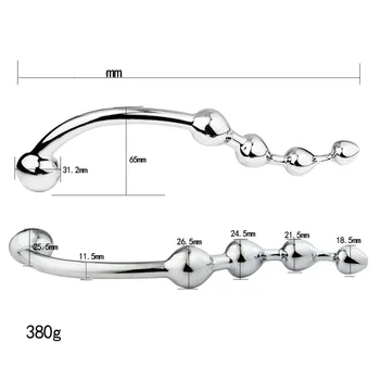 Nerezová oceľ dvojité veľké kovové falošné vibrátor G-Spot análne korálky plug-P-spot prostaty masér stick vaginálny sex hračky pre ženy