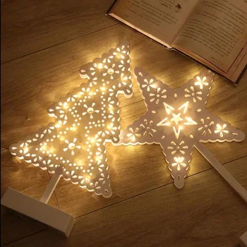 New star srdce láska Vianočný Strom tvar nočné svetlo Batérie stolná lampa vianočné ozdoby pre domáce vnútorné osvetlenie