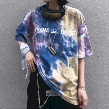 NiceMix tie dye Harajuku tričko punk ulici krátky rukáv t shirt vintage plus veľkosť oblečenie letné t-shirt preppy graphic tee