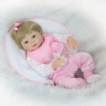 Nicery 22 inch 55 cm Magnetické Úst Reborn Baby Doll Pevný Silikónový Realisticky Hračka Darček pre Deti Vianočné Ružová Králik Hračka Bábika 8274